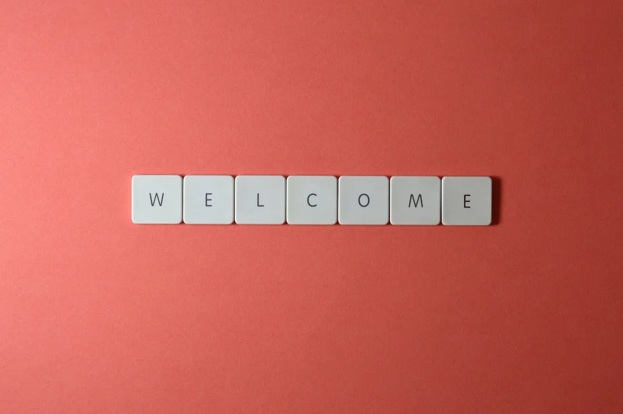 welcome picture on scrabbel tiles for display purposes